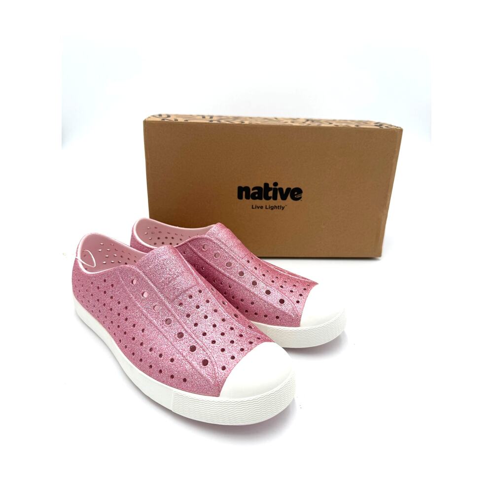 NEW! Native Jefferson Bling Child Shoes - Milk Pink Bling/Shell White - J6